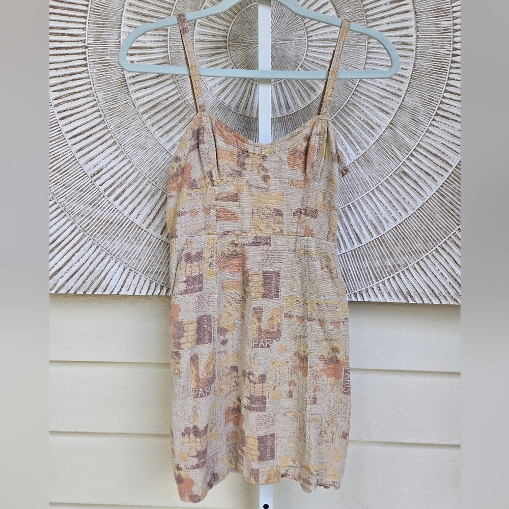 Urban Outfitters Linen Blend Vacation Vibes Mini Dress Sz S Beige